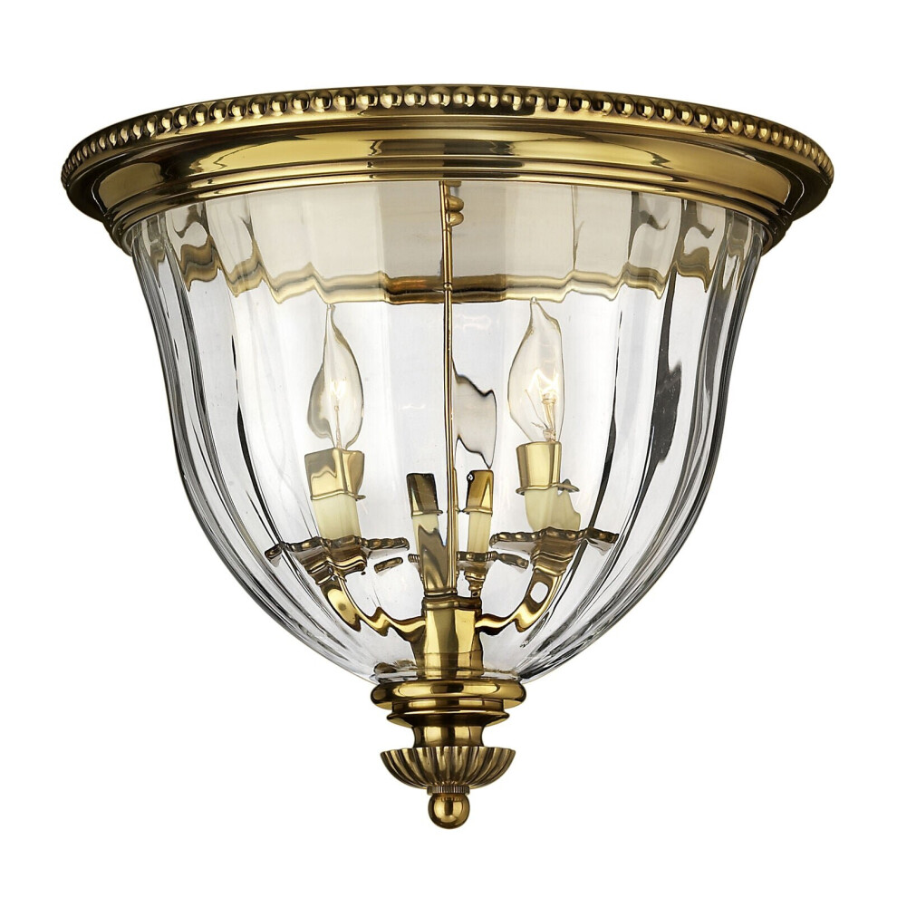 Loops 3 Bulb Flush Low Ceiling Burnished Brass Led E14 60W Bulb Light