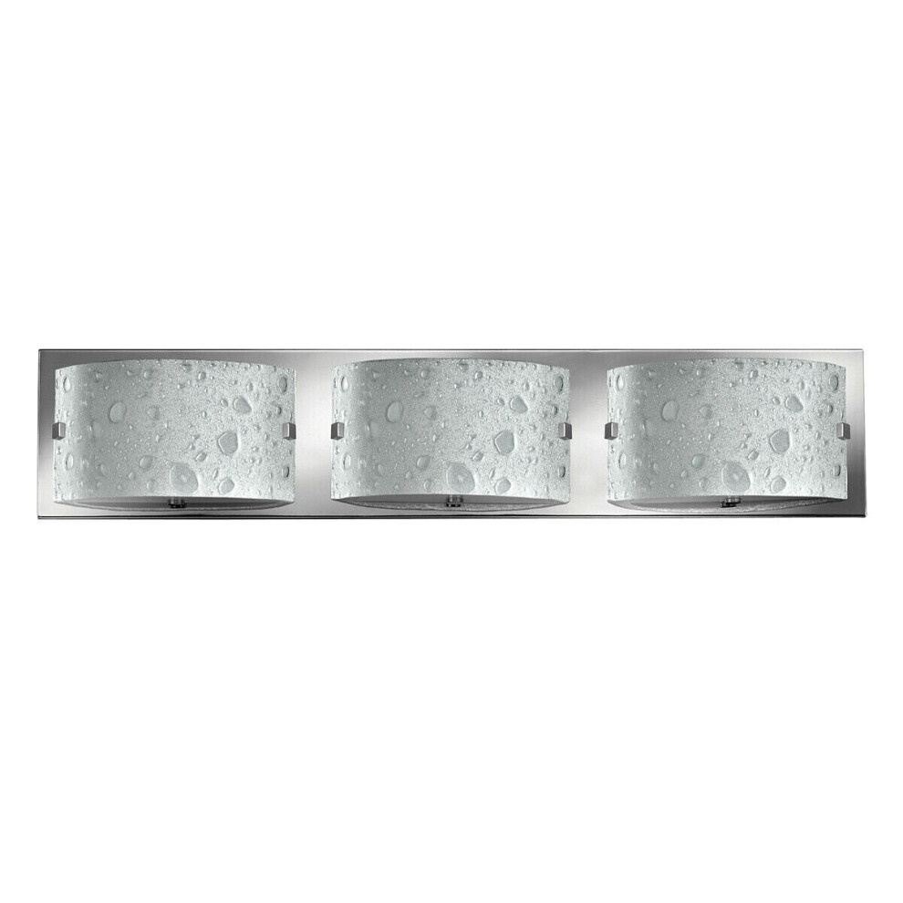 Loops Ip44 3 Bulb Wall Light Bubble Art Glass Polished Chrome Back Plate. Led G9 3.5W