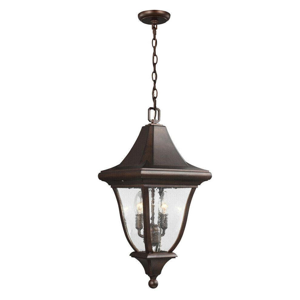 Loops Ip23 3 Bulb Chain Lantern Patina Led E14 60W Light/Bronze