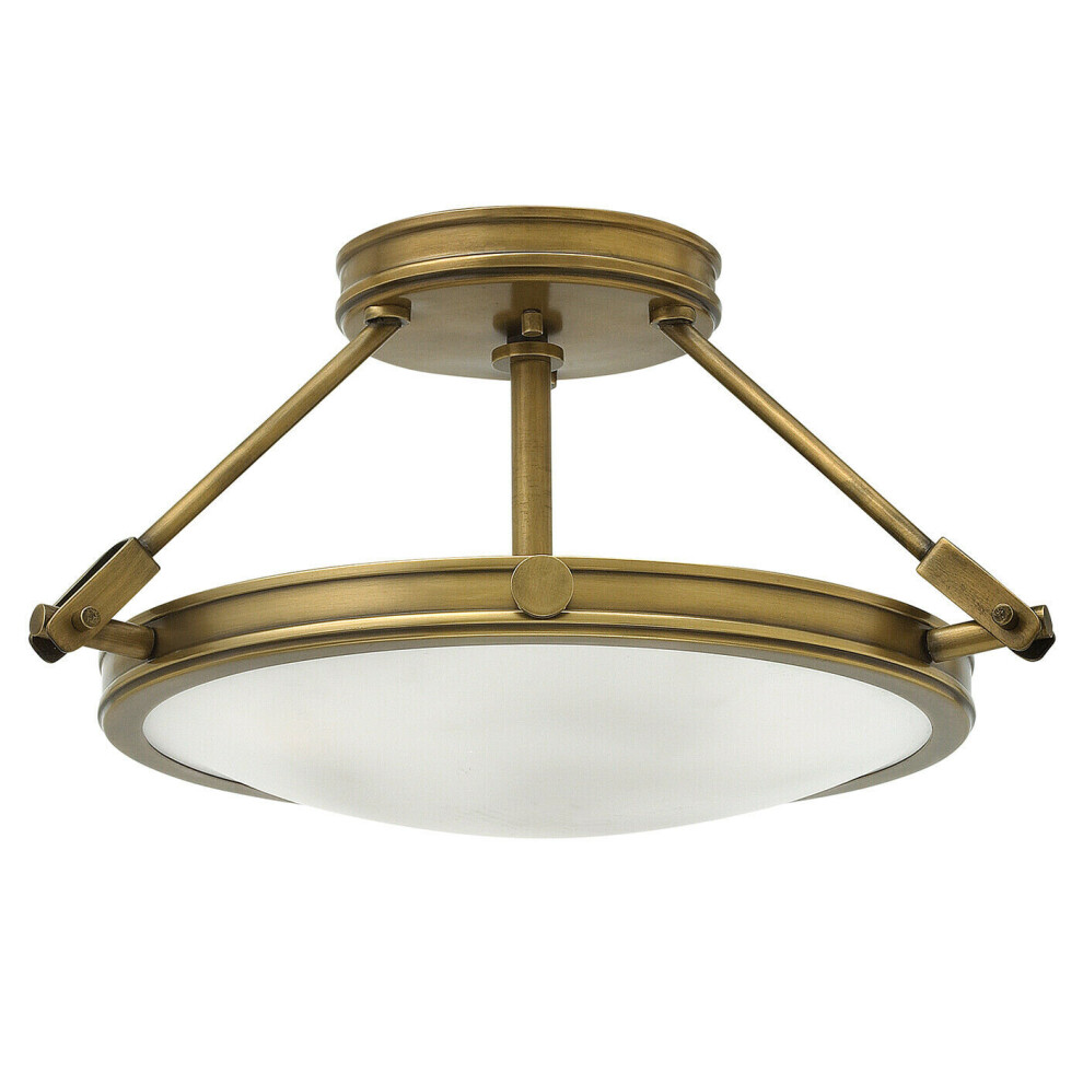 Loops 2 Bulb Flush Light Low Ceiling Heritage Brass Led E27 40W Bulb