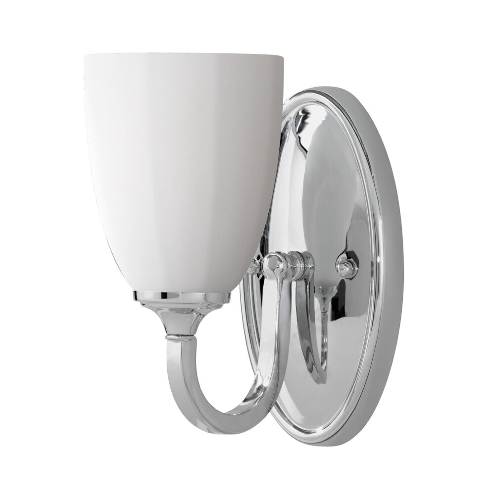 IP44 Wall Light Looped Arm Opal Etched Glass Shade Polished Chrome LED G9 3.5W