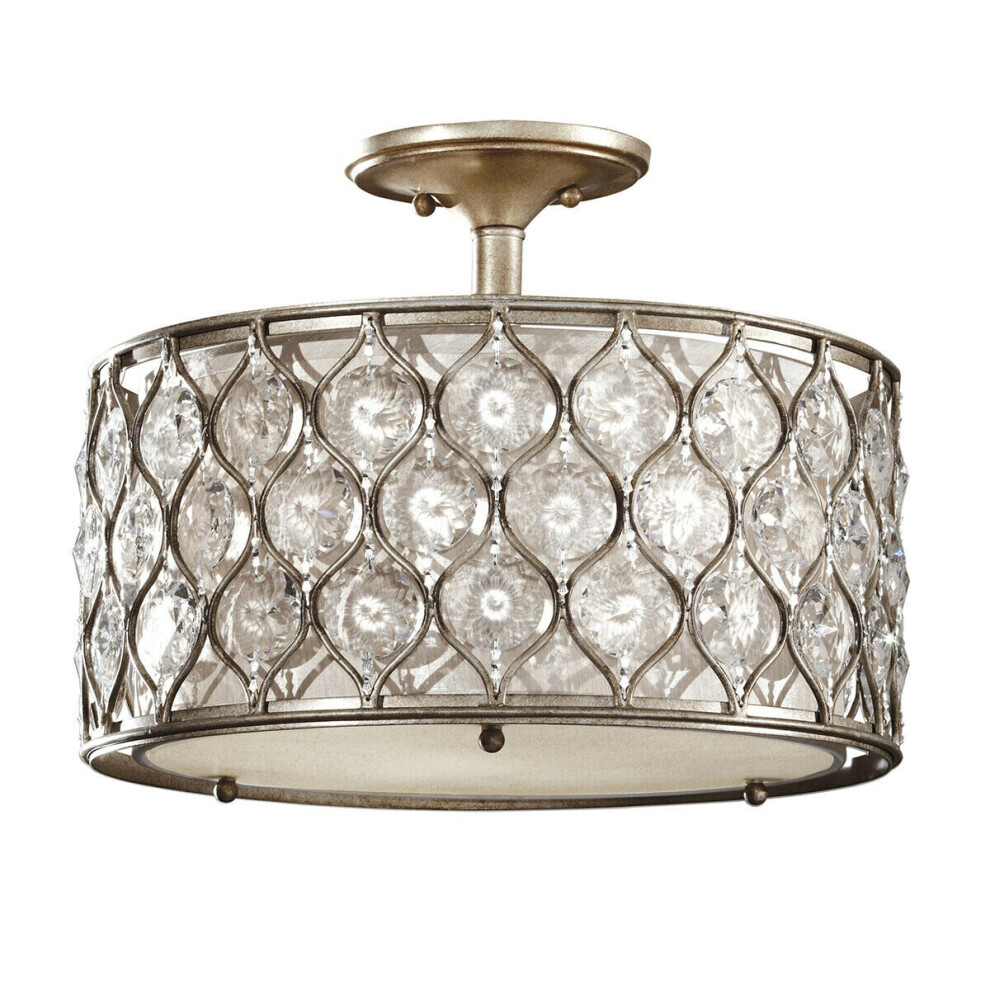 Loops 3 Bulb Semi Flush Light Burnished Silver Led E27 60W Bulb