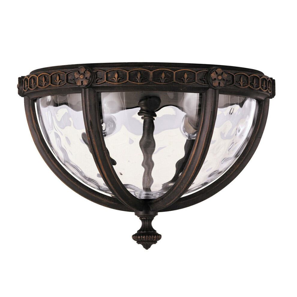 Loops Outdoor Ip44 2 Bulb Flush Light Walnut Led E14 40W Bulb Outside External
