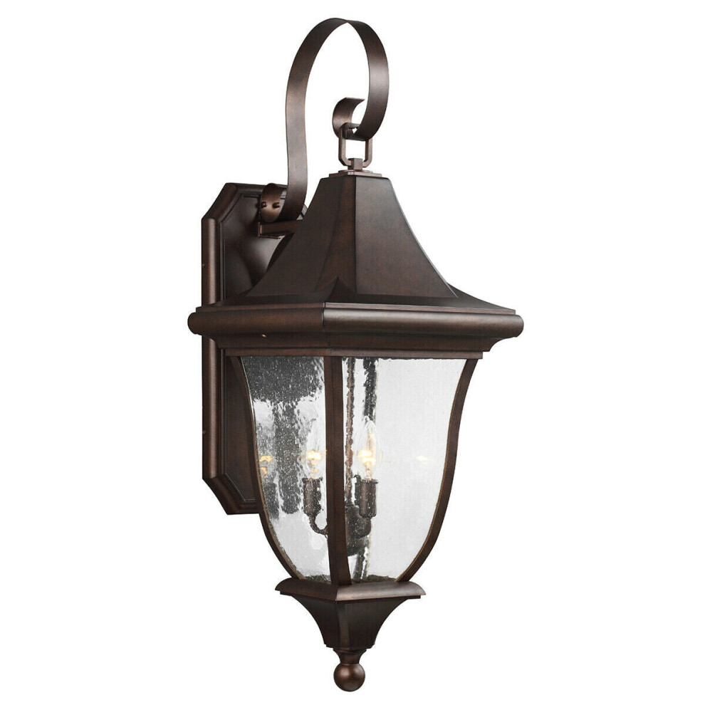 Loops Outdoor Ip44 3 Bulb Wall Light Patina Bronze Led E14 60W