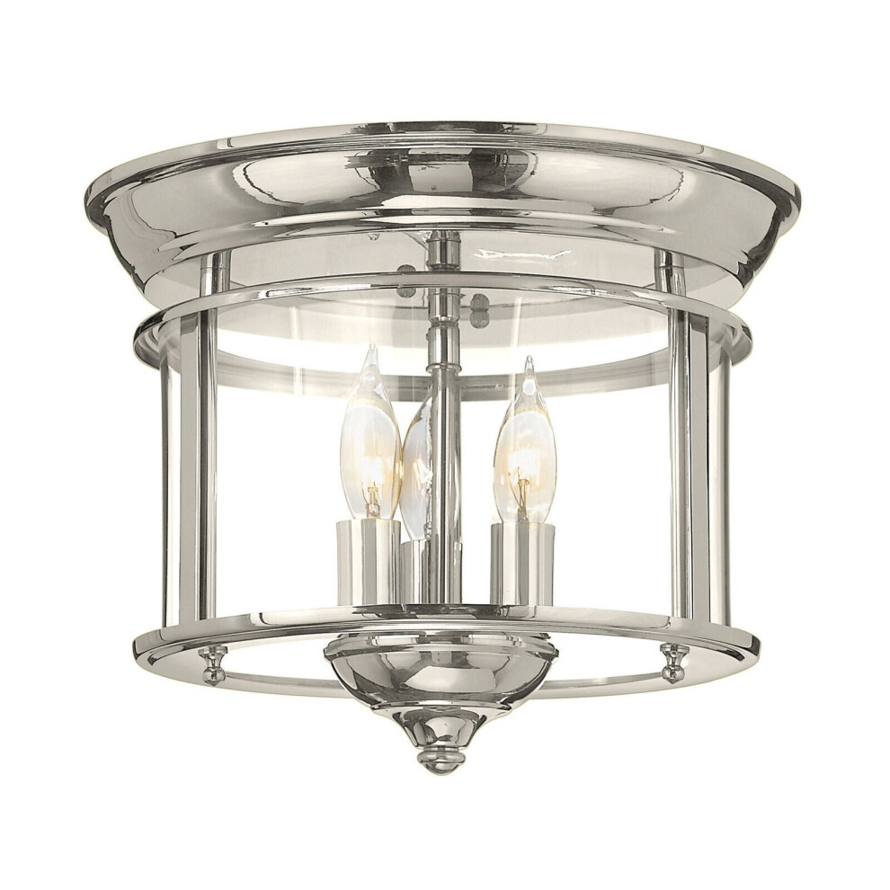 Loops 3 Bulb Flush Light Low Ceiling Polished Nickel Finish Led E14 40W Bulb