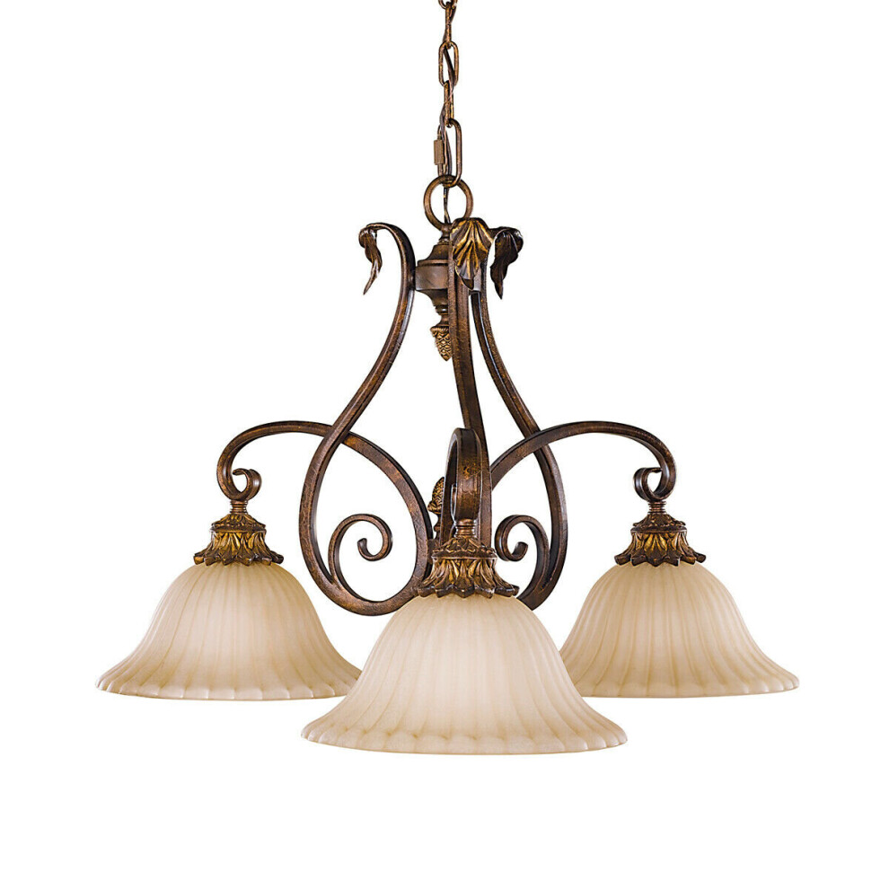 Loops 3 Bulb Chandelier Hanging Pendant Light Aged Tortoise Shell Led E27 60W Bulb