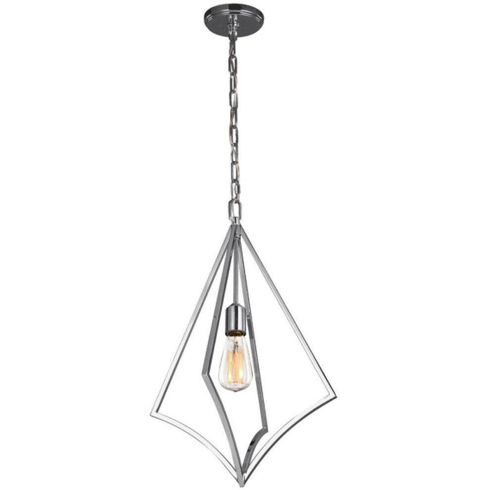 Loops Outdoor 1 Bulb Ceiling Pendant Fitting Polished Chrome Led E27 60W Light