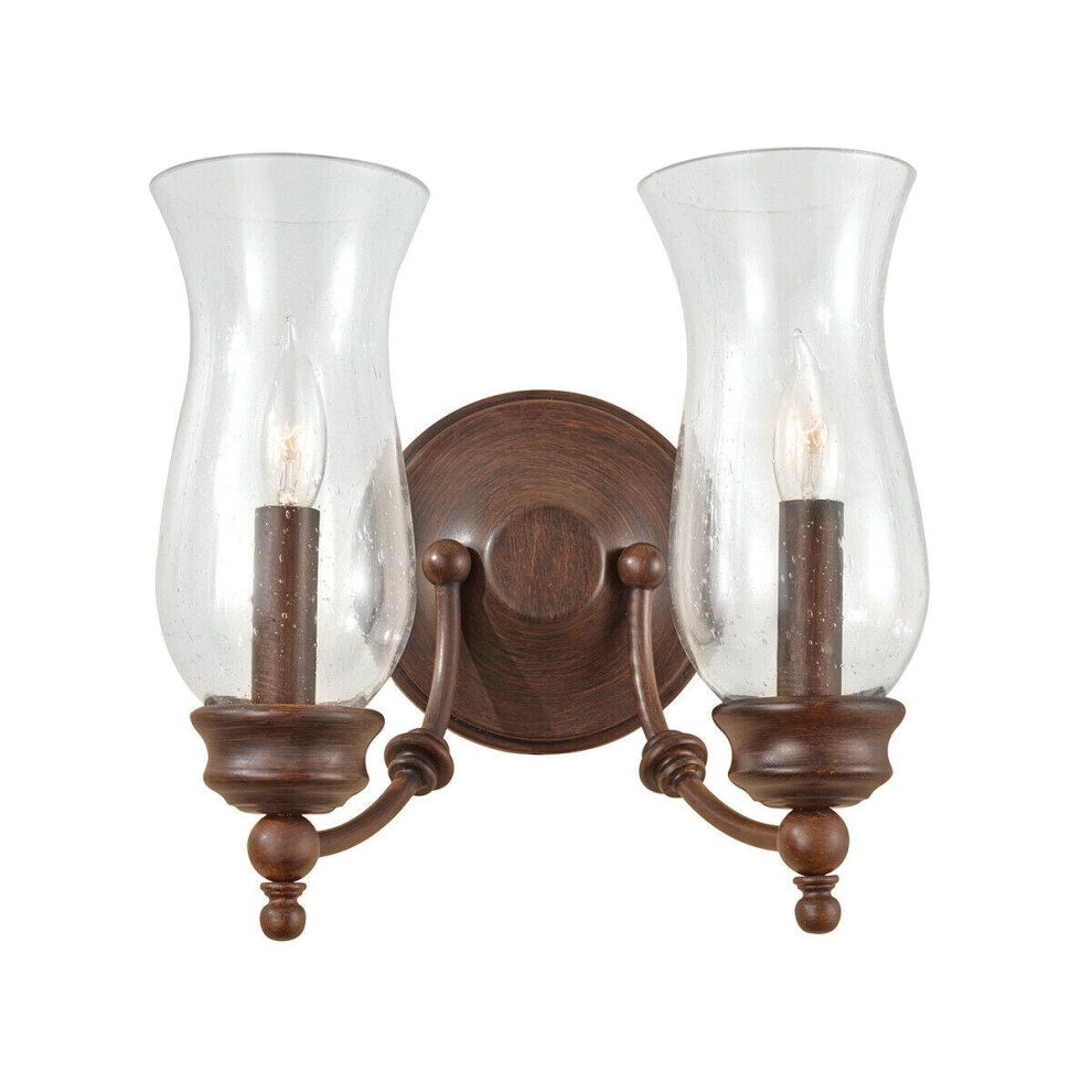 Loops Twin Wall Sconce Heritage Led E14 60W Bulb Light/Bronze