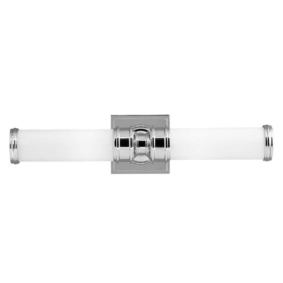 IP44 Twin Wall Light Horizontal Bar Glass Shades Polished Chrome LED G9 3.5W