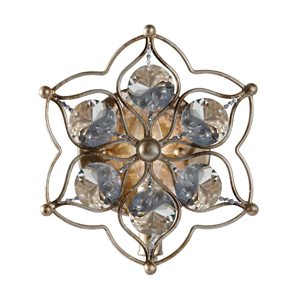 Loops Wall Light Faceted Bauhinia Crystal Flower Design Burnished Silver Led E14 60W