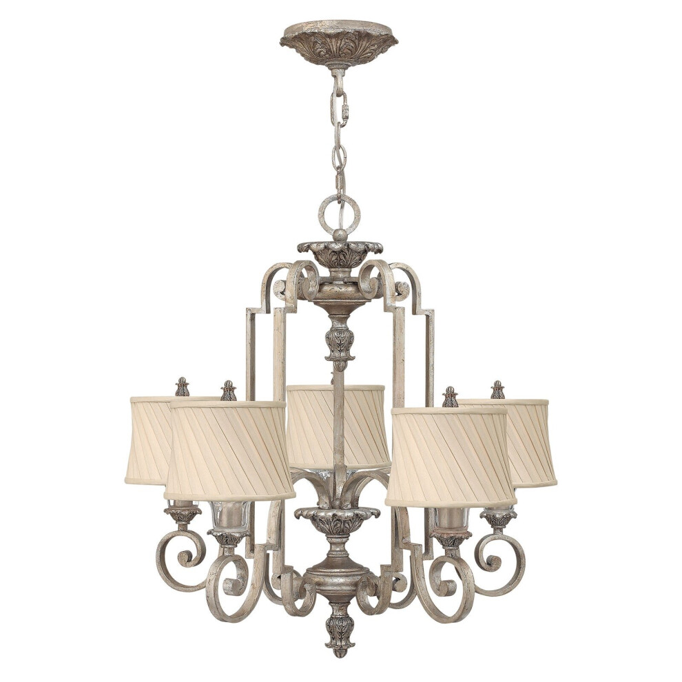 Loops 5 Bulb Chandelier Hanging Pendant Light Silver Leaf Led E14 60W Bulb