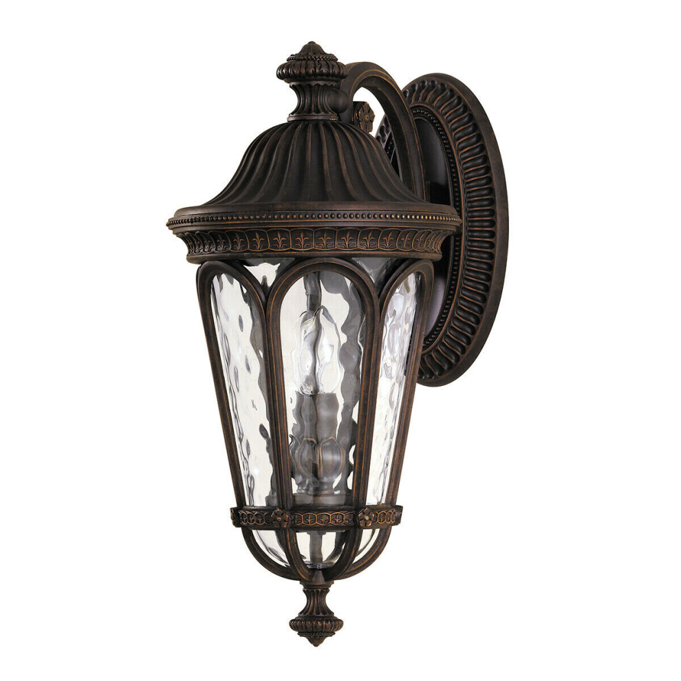 Loops Outdoor Ip44 Twin Wall Sconce Walnut Led E14 60W Bulb Outside External Light