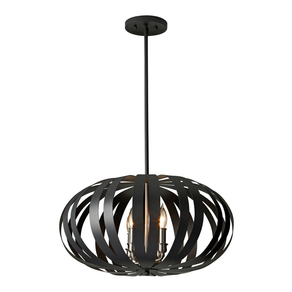4 Bulb Chandelier Hanging Pendant LIght Textured Black LED E14 40W Bulb