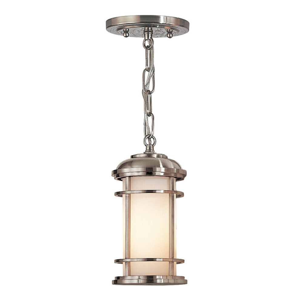 Loops Outdoor Ip44 1 Bulb Chain Lantern Brushed Steel Led E27 60W