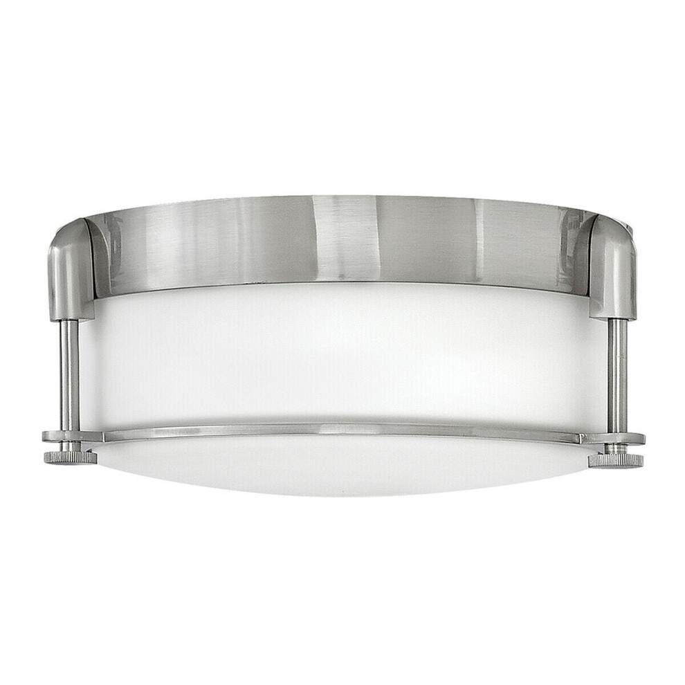 Loops 2 Bulb Flush Light Low Ceiling Brushed Nickel Led E27 60W Bulb
