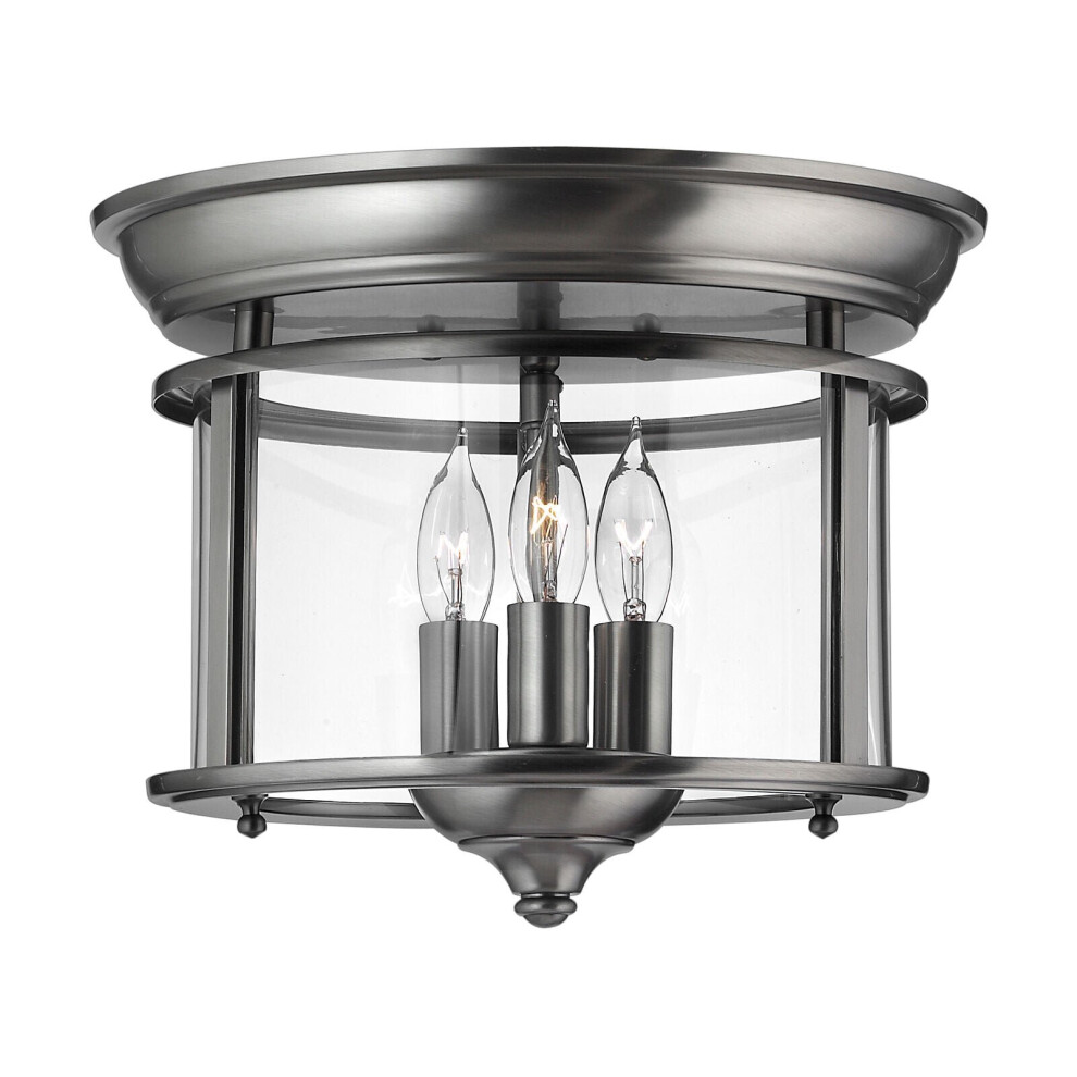 Loops 3 Bulb Flush Low Ceiling Pewter Led E14 40W Bulb Light