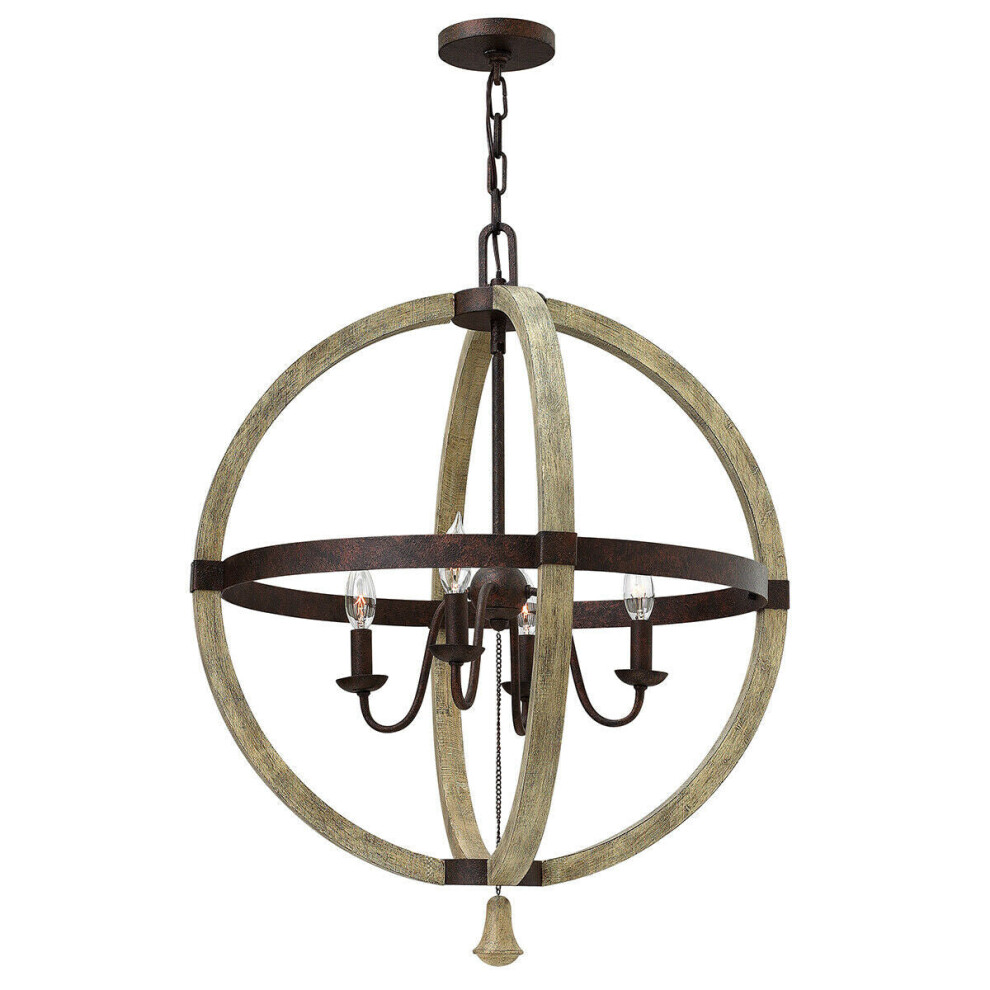 Loops 4 Bulb Chandelier Hanging Pendant Light Iron Rust Led E14 60W Bulb