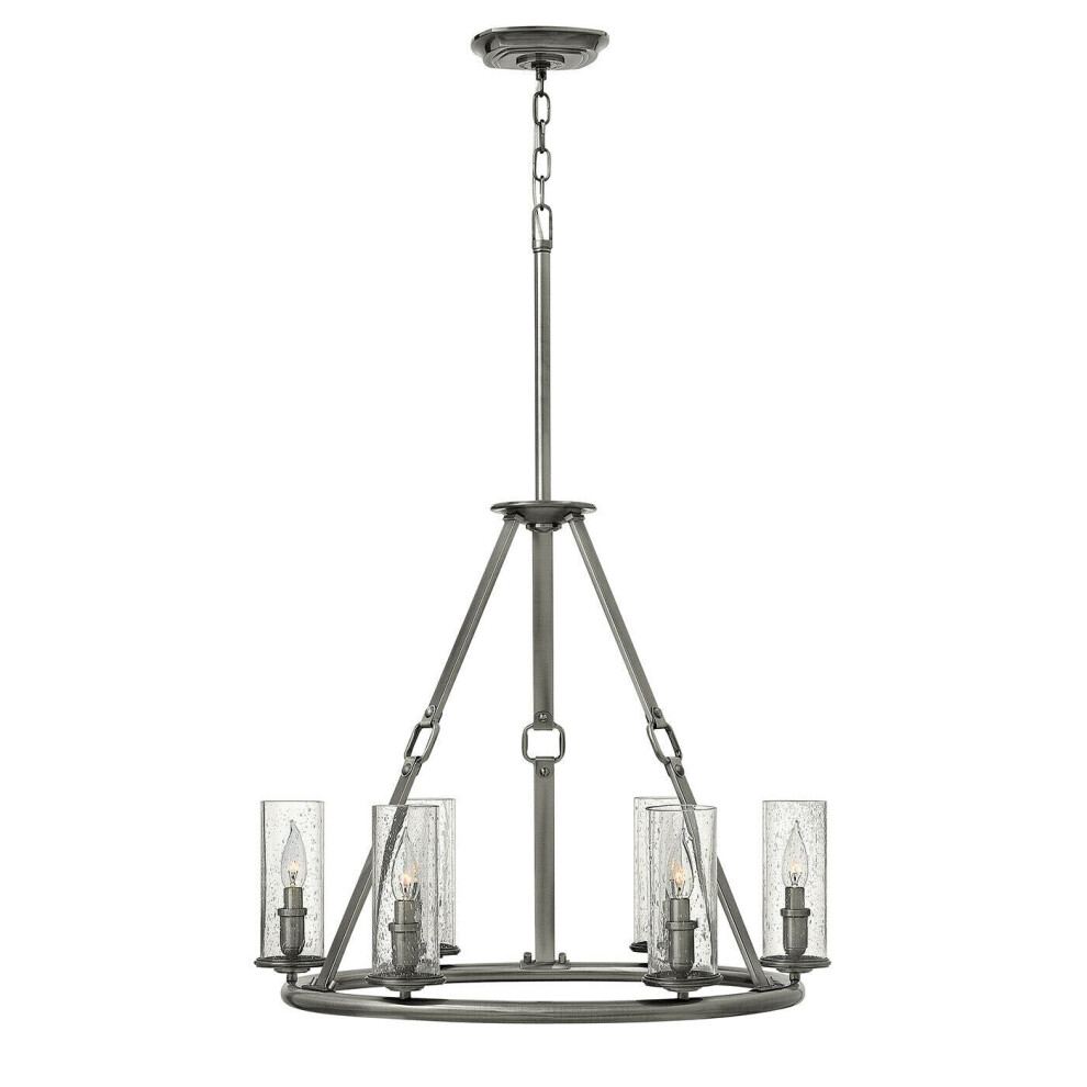 Loops 6 Bulb Chandelier Polished Antique Nickel Led E14 60W Light