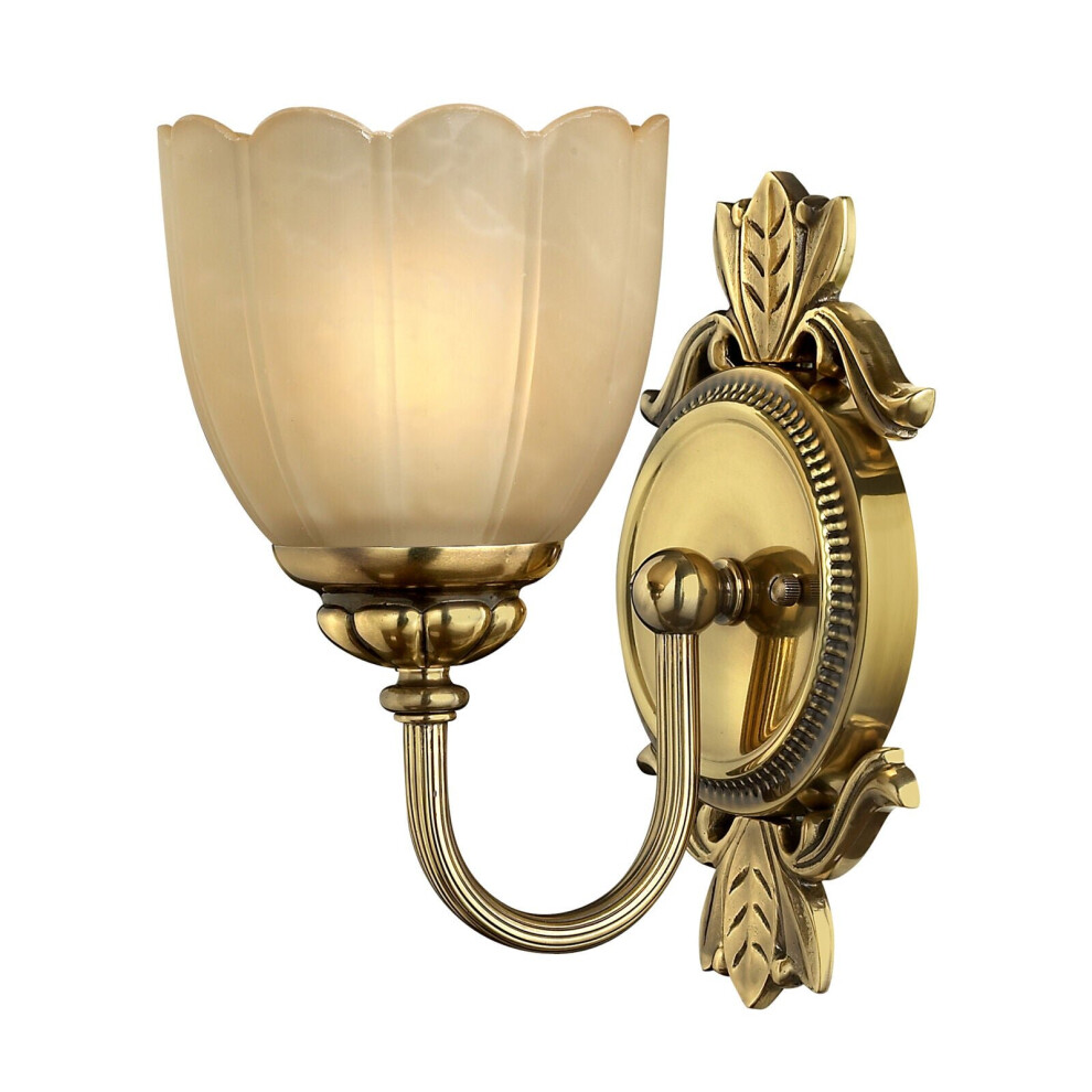 Loops Wall Light Scalloped Marble Etched Amber Shade Burnished Brass Led G9 3.5W