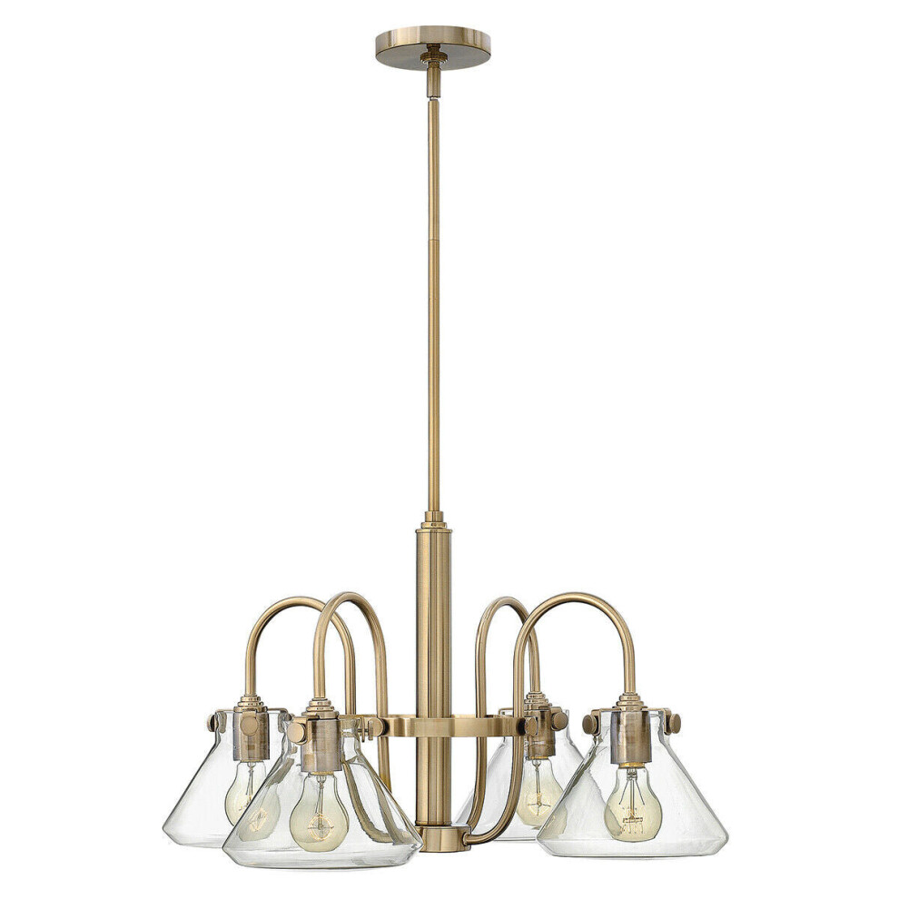 Loops 4 Bulb Chandelier Hanging Pendant Brushed Caramel Led E27 100W Bulb Light