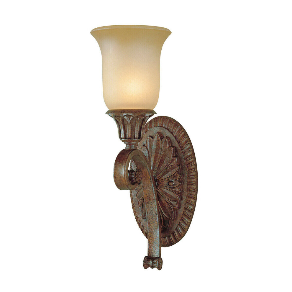 Loops Wall Light Medieval Style Arched Excavation Glass Shade Bronze Led E14 60W