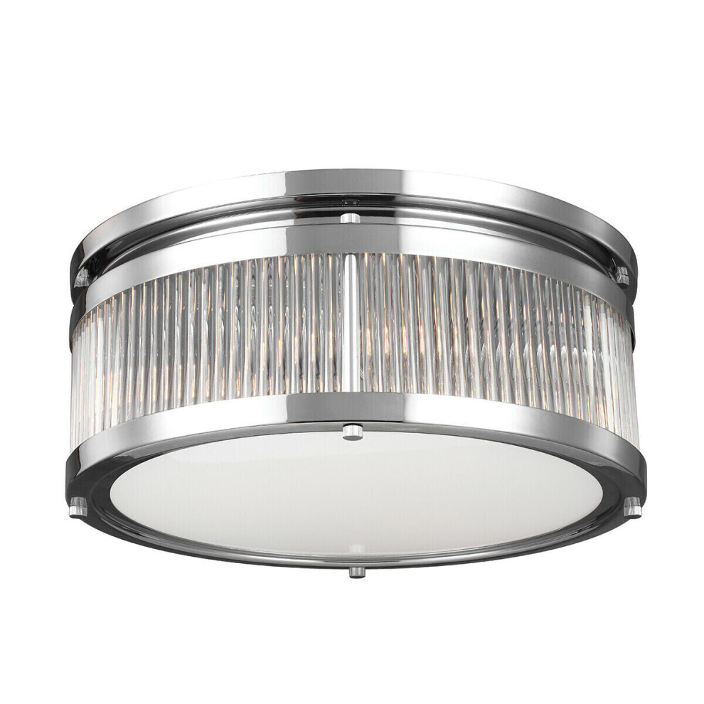 Loops Ip44 4 Bulb Flush Light Glass Tube Rods Banded Metal Secures Chrome Led G9 3.5W