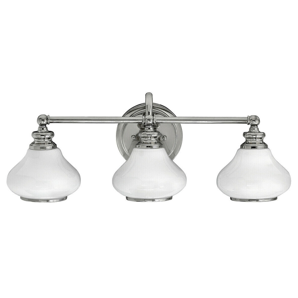 IP44 3 Bulb Wall Light Cased Opal Glass Shades on Bar Chrome LED G9 3.5W