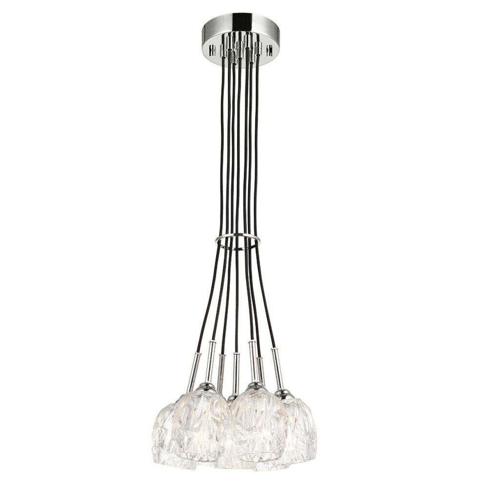 Loops 7 Bulb Chandelier Light Highly Polished Nickel Led G9 3.5W