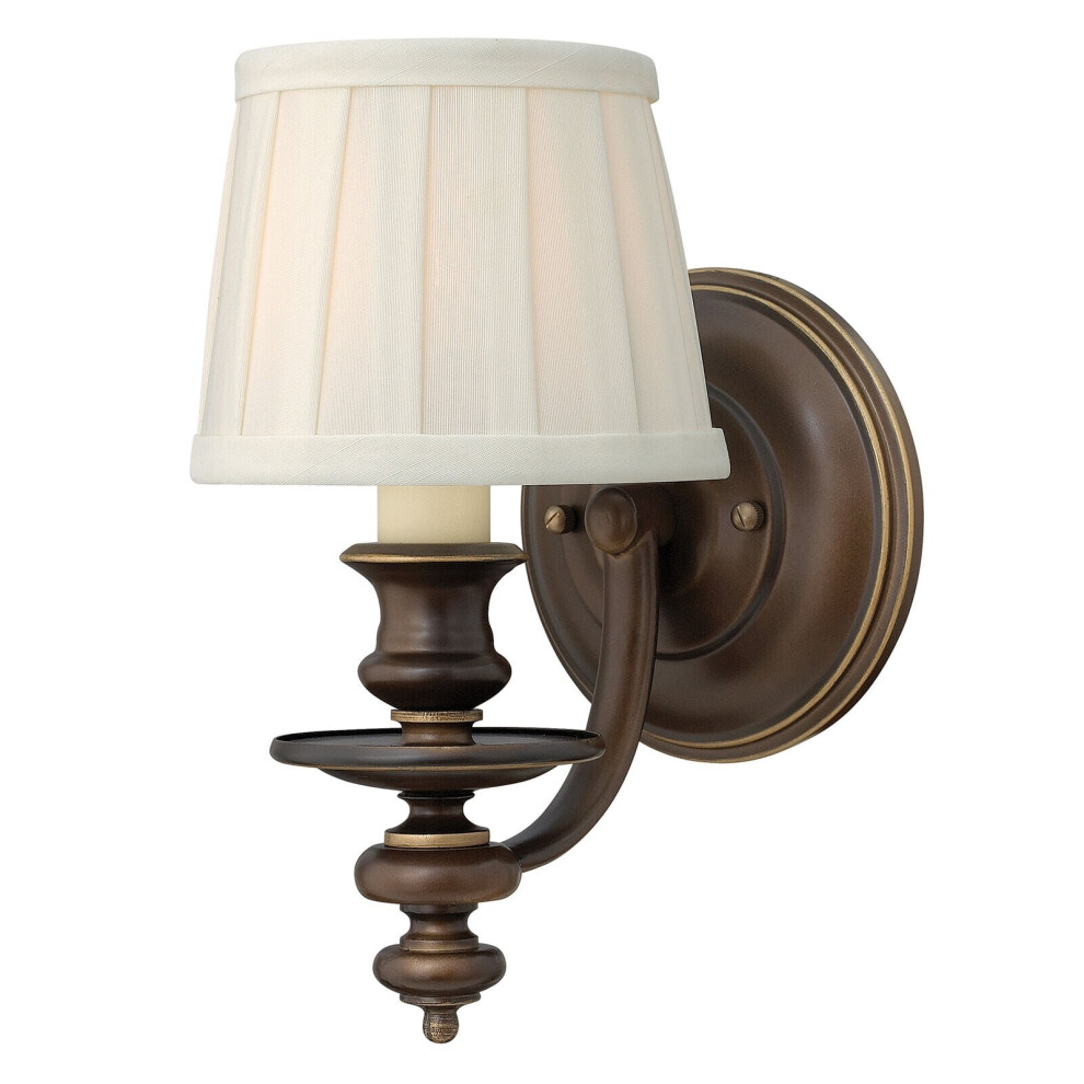 Wall Light Off White Faux Alabaster Glass Royal Bronze LED E14 60W