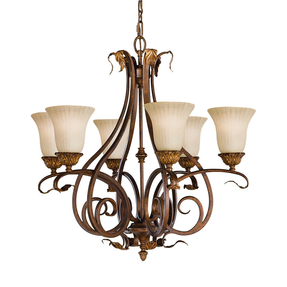 Loops 6 Bulb Chandelier Hanging Pendant Light Aged Tortoise Shell Led E27 60W Bulb