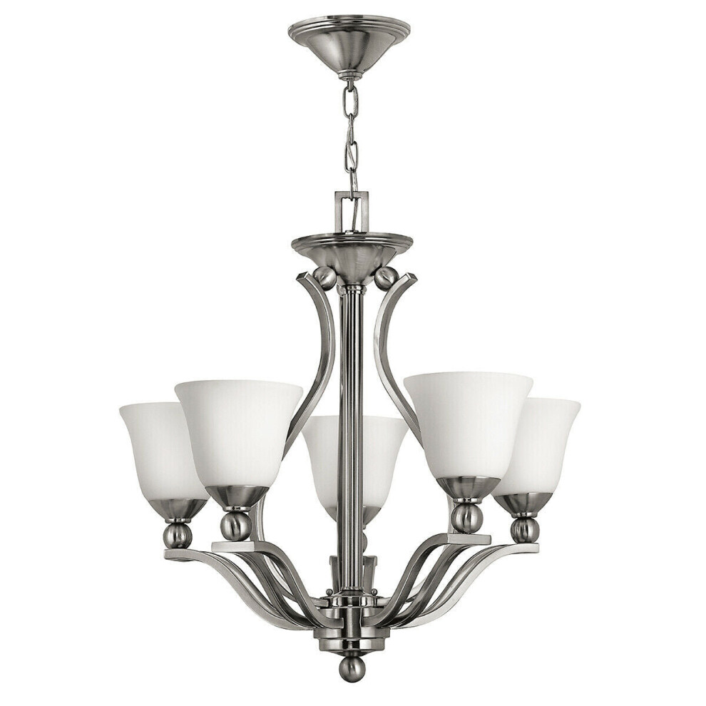 Loops 5 Bulb Chandelier Hanging Pendant Light Brushed Nickel Led E27 60W Bulb