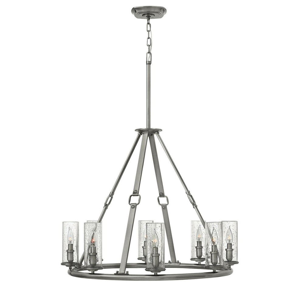 Loops 8 Bulb Chandelier Polished Antique Nickel Led E14 60W Light