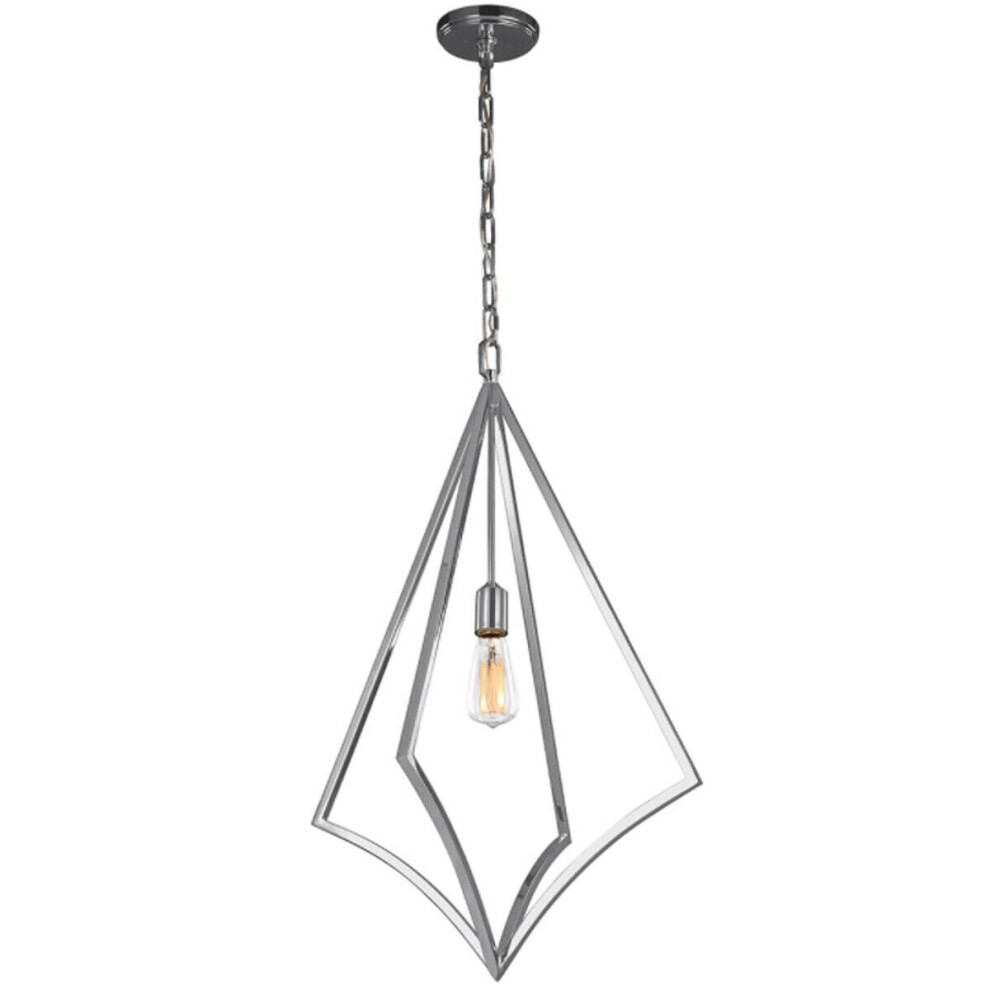 Outdoor 1 Bulb Ceiling Pendant Light Fitting Polished Chrome LED E27 60W