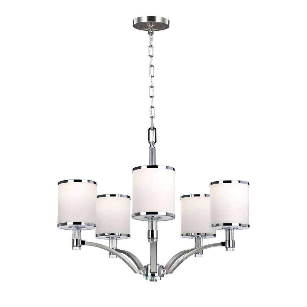 Loops 5 Bulb Chandelier Hanging Pendant Satin Nickel/Chrome Led E27 60W Bulb Light