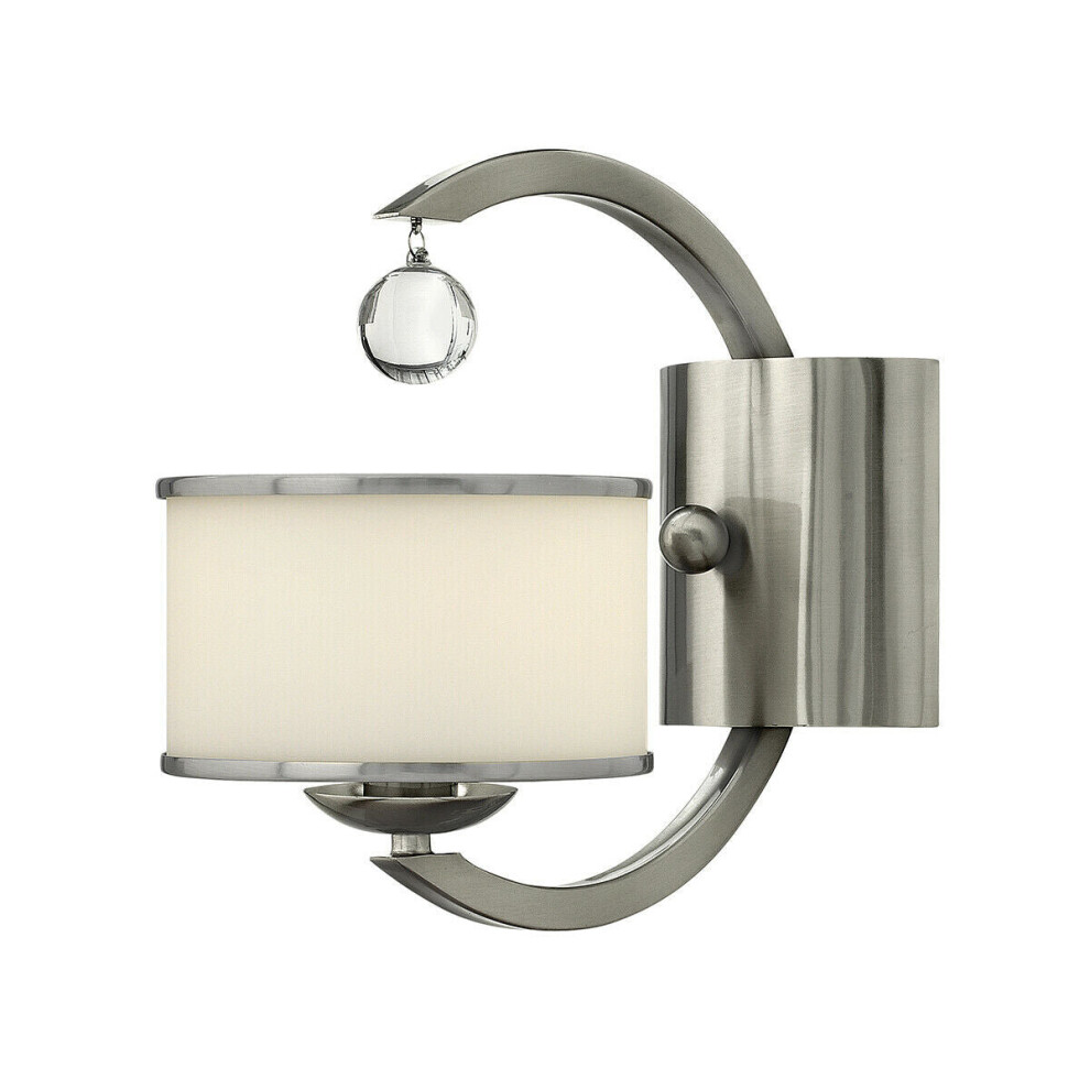 Loops Wall Light Etched Opal Glass Shade Hanging Crystal Ball Nickel Led E14 60W