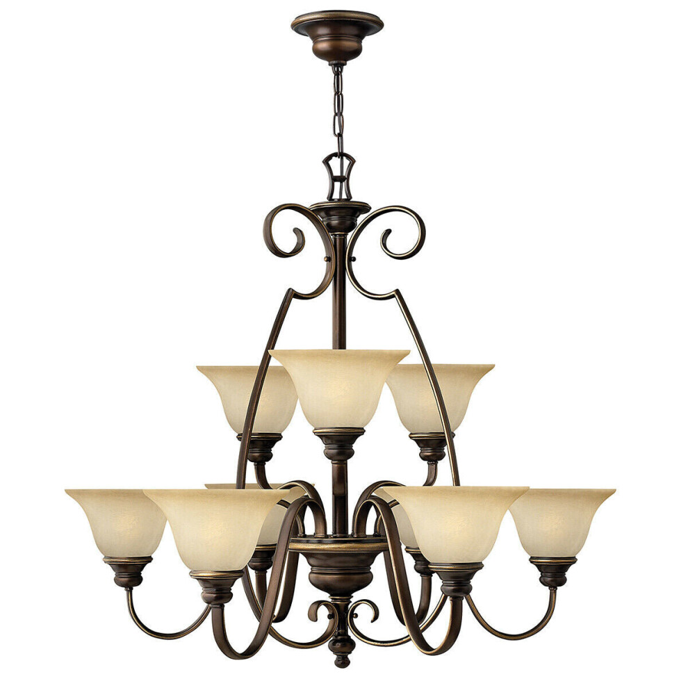 Loops 9 Bulb Chandelier Hanging Pendant Light Antique Bronze Led E27 60W Bulb