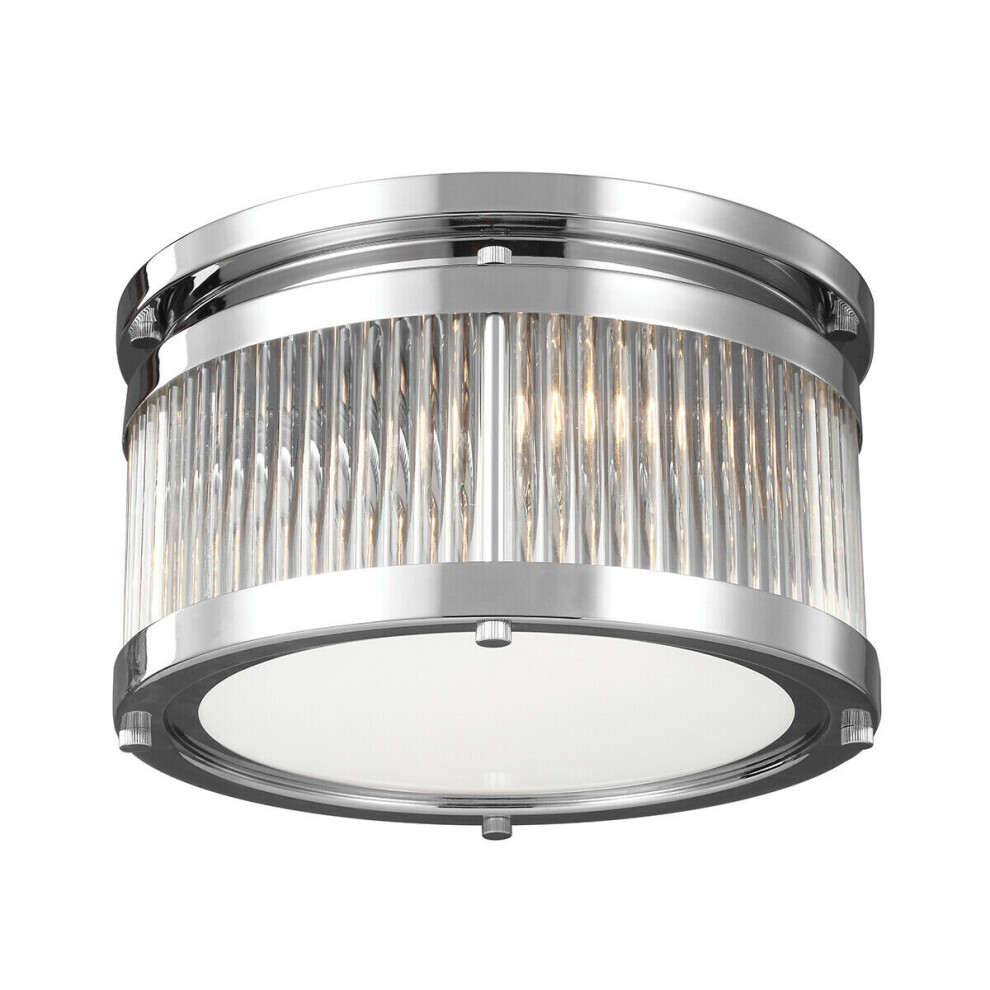 Loops Ip44 3 Bulb Flush Light Secure Glass Tube Shades In Rows Chrome Led G9 3.5W
