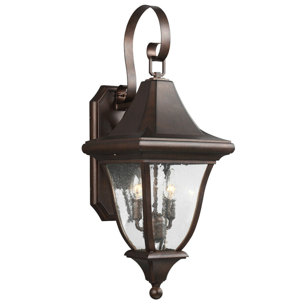 Outdoor IP44 Twin Wall Light Patina Bronze LED E14 60W