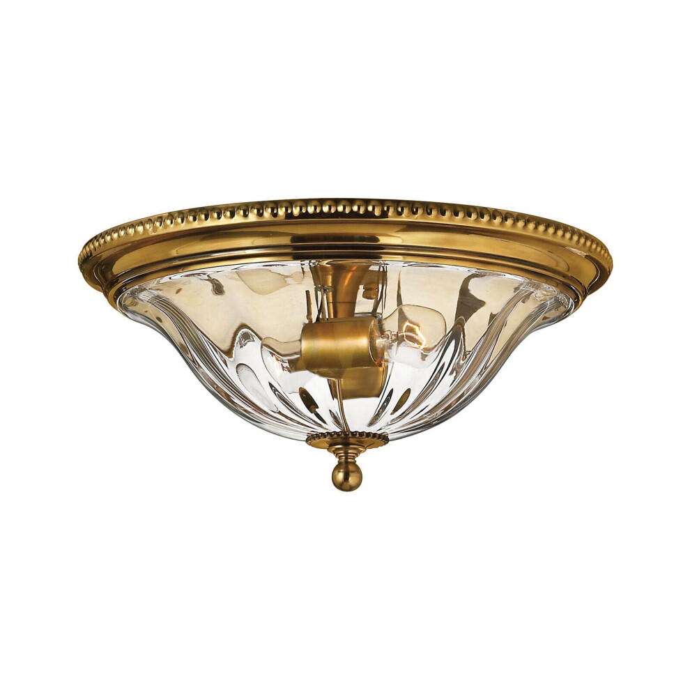 Loops 2 Bulb Flush Light Low Ceiling Burnished Brass Led E27 60W Bulb