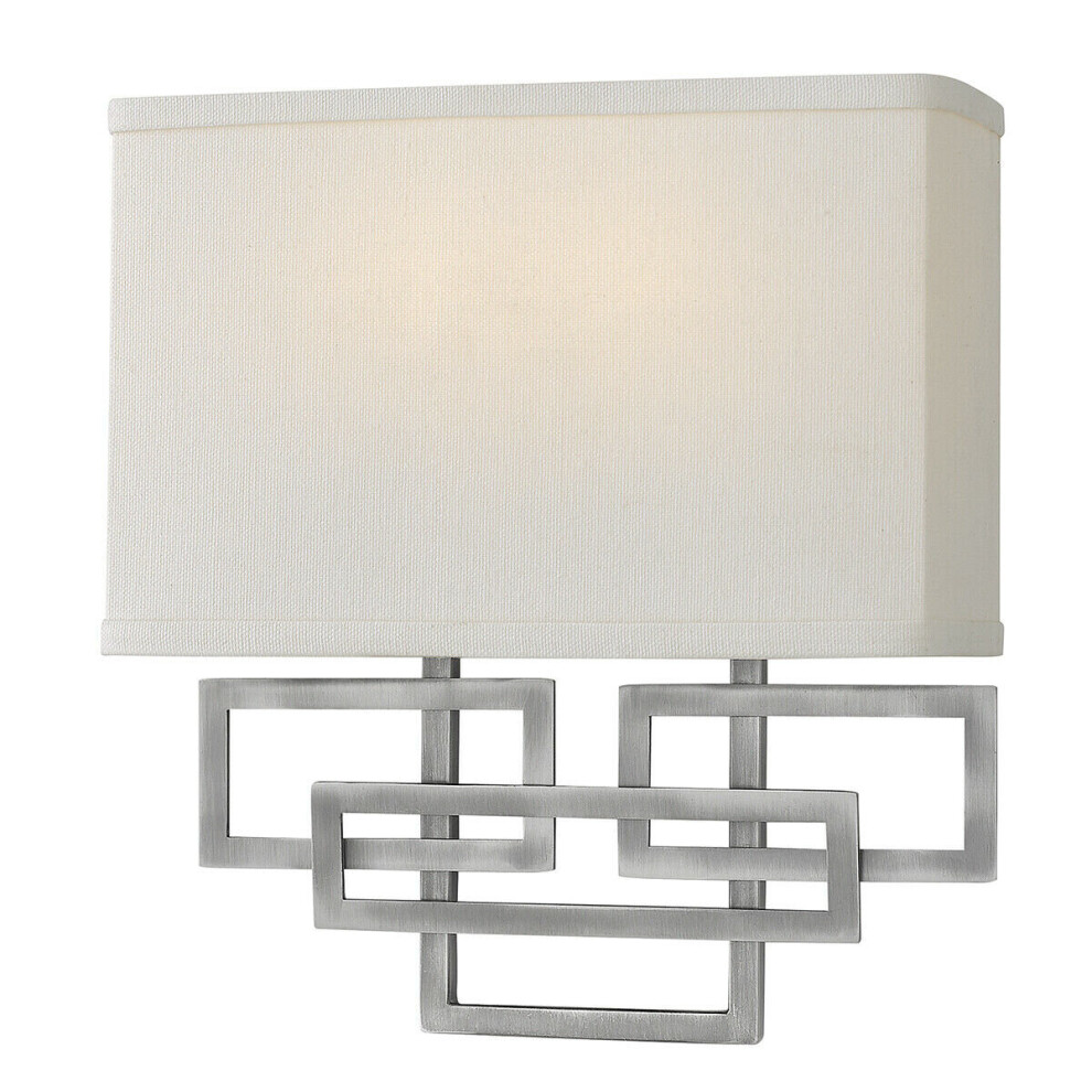 Loops Twin Wall Light 1920'S Style Glass Opaque Shades Antique Nickel Led E14 60W