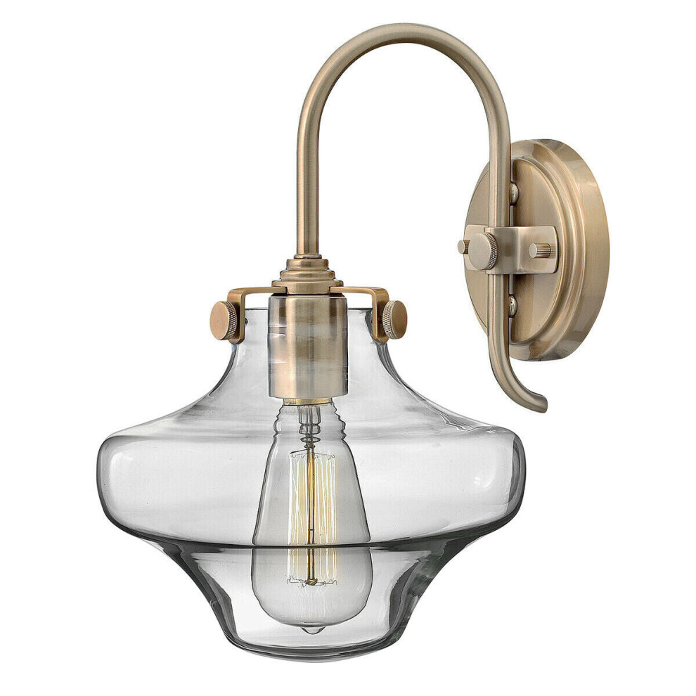 Loops Wall Light Retro Clear Shaped Glass Shade Brushed Caramel Led E27 100W