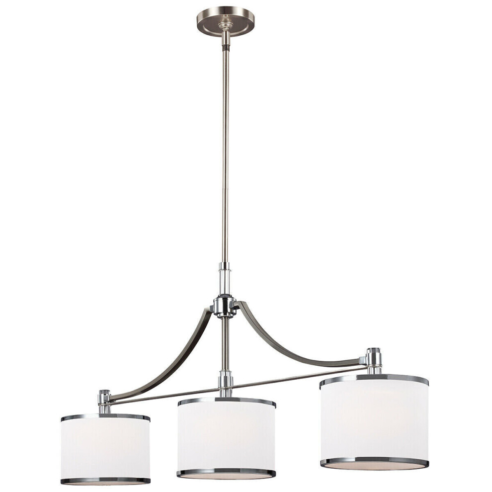 Loops 3 Bulb Chandelier Hanging Pendant Light Satin Nickel/Chrome Led E27 60W Bulb