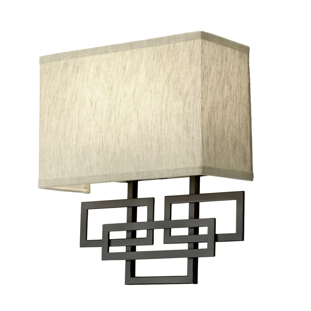 Loops Twin Wall Light 1920'S Style Glass Opaque Shades Oil Rubbed Bronze Led E14 60W
