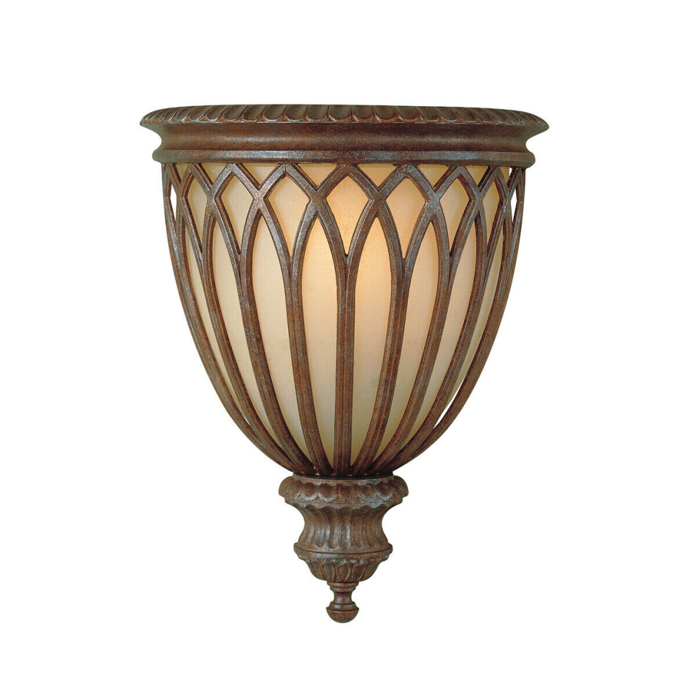 Wall Light Metal Cage Excavation Glass Shade British Bronze LED E27 60W