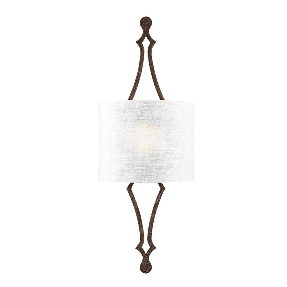 Loops Wall Light Hidden Lamp White Linen Shade Distressed Gold Leafled E27 60W