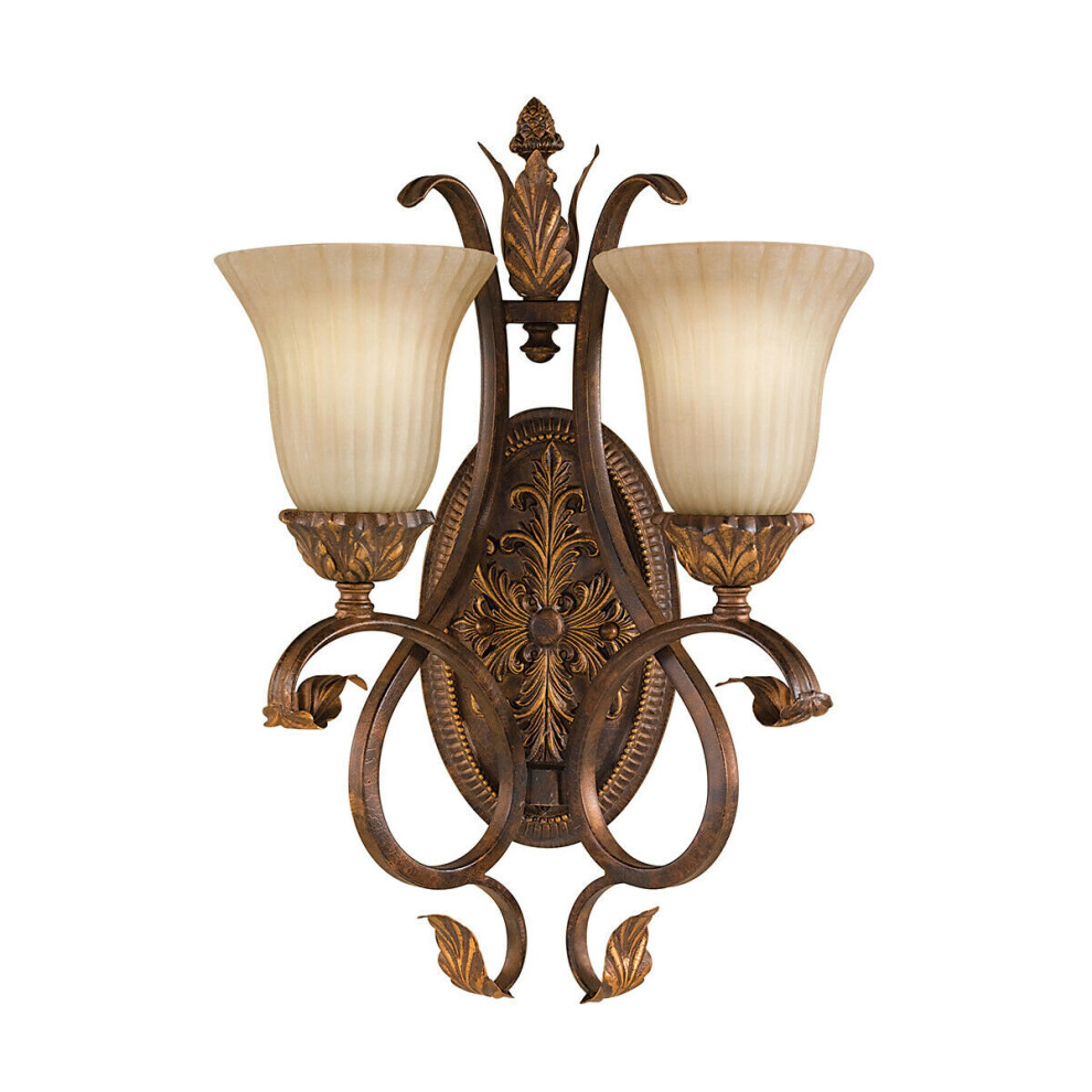 Loops Twin Wall Sconce Aged Tortoise Shell Led E27 60W Bulb D00963 Light