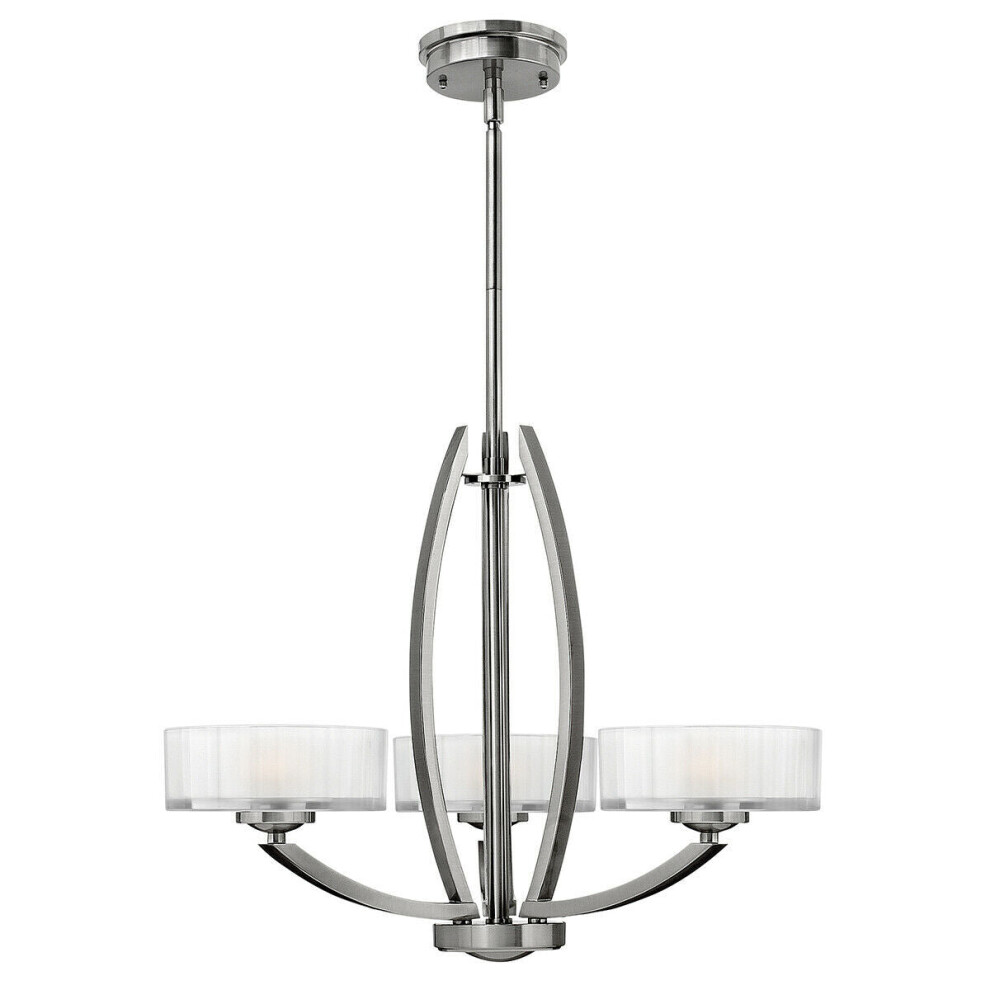 Loops 3 Bulb Chandelier Hanging Pendant Light Brushed Nickel Led G9 3.5W Bulb