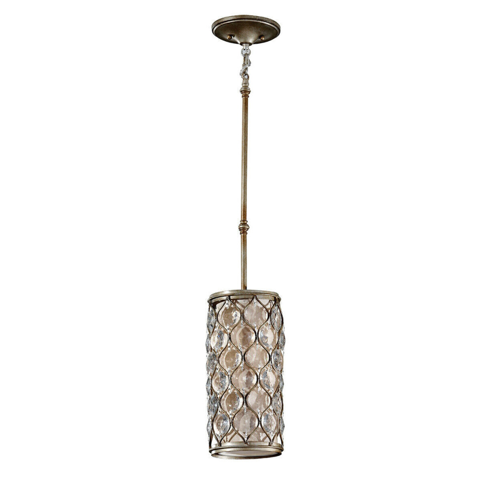 1 Bulb Ceiling Pendant Light Fitting Burnished Silver LED E27 60W Bulb