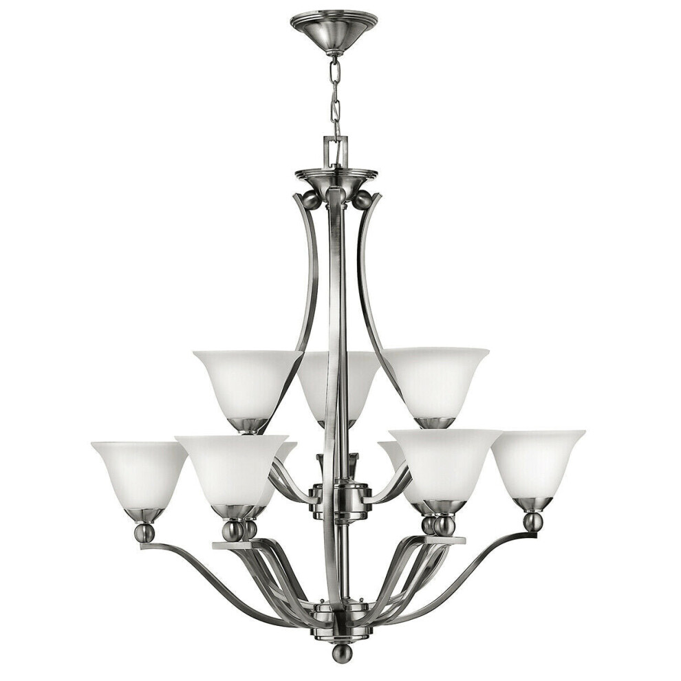 Loops 9 Bulb Chandelier Hanging Pendant Light Brushed Nickel Led E27 60W Bulb