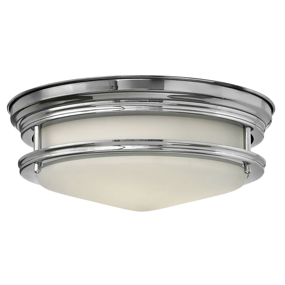 2 Bulb Flush Light Low Ceiling Opaque Glass Banded Polished Chrome LED G9 3.5W-image-OPC-P8WJZ2B-NEW